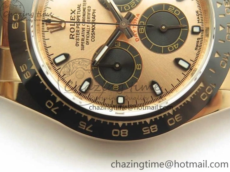 On Daytona Gold Black Super Clone Best Dial 116515 Edition 1:1 Rubber A4130 Strap Rose V2 ARF 1229